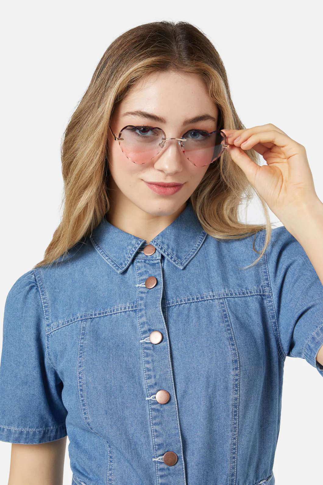 Blue Pink Heart Sunglasses