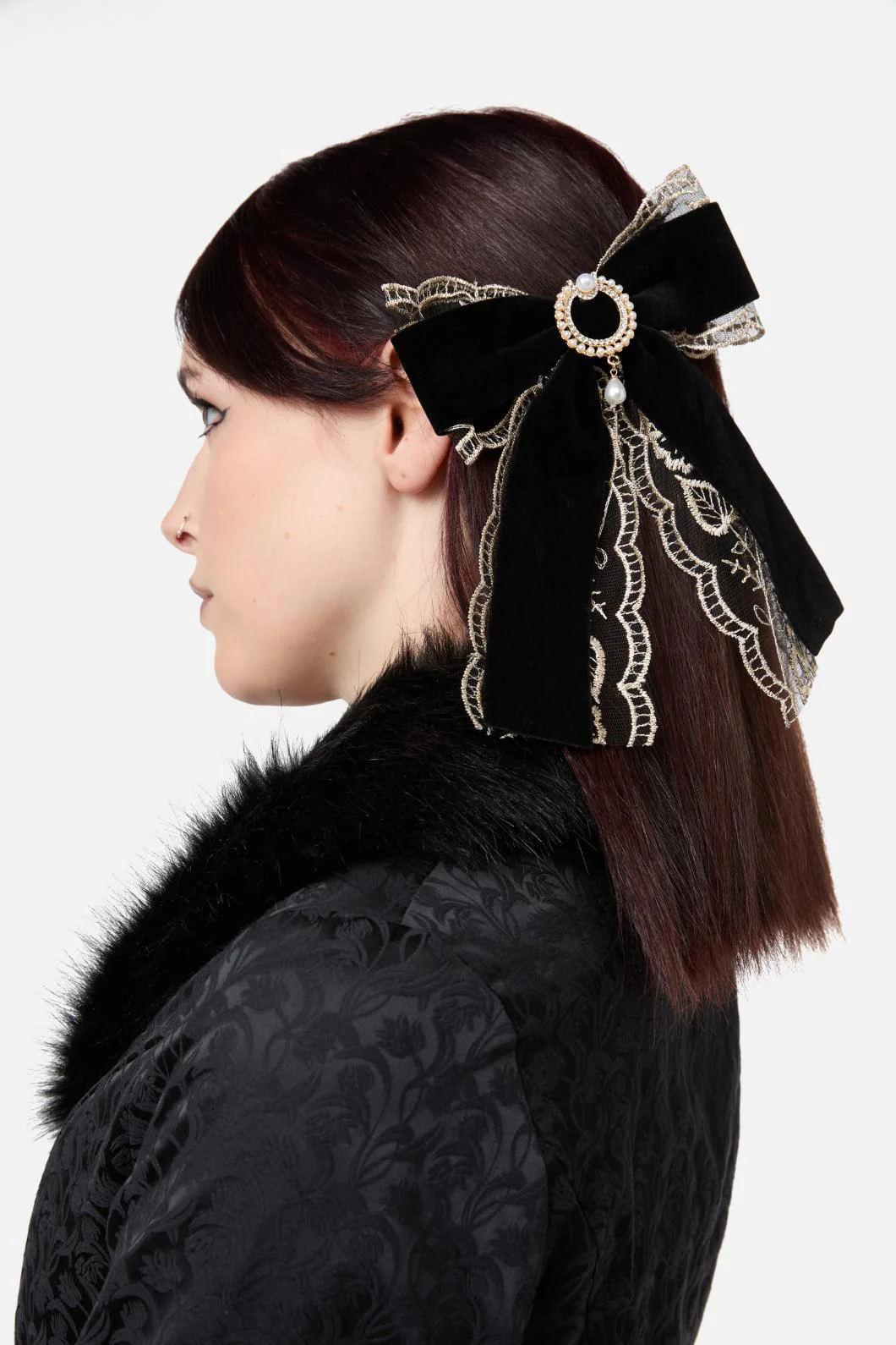 Elaborate Velvet Bow Hair Clip