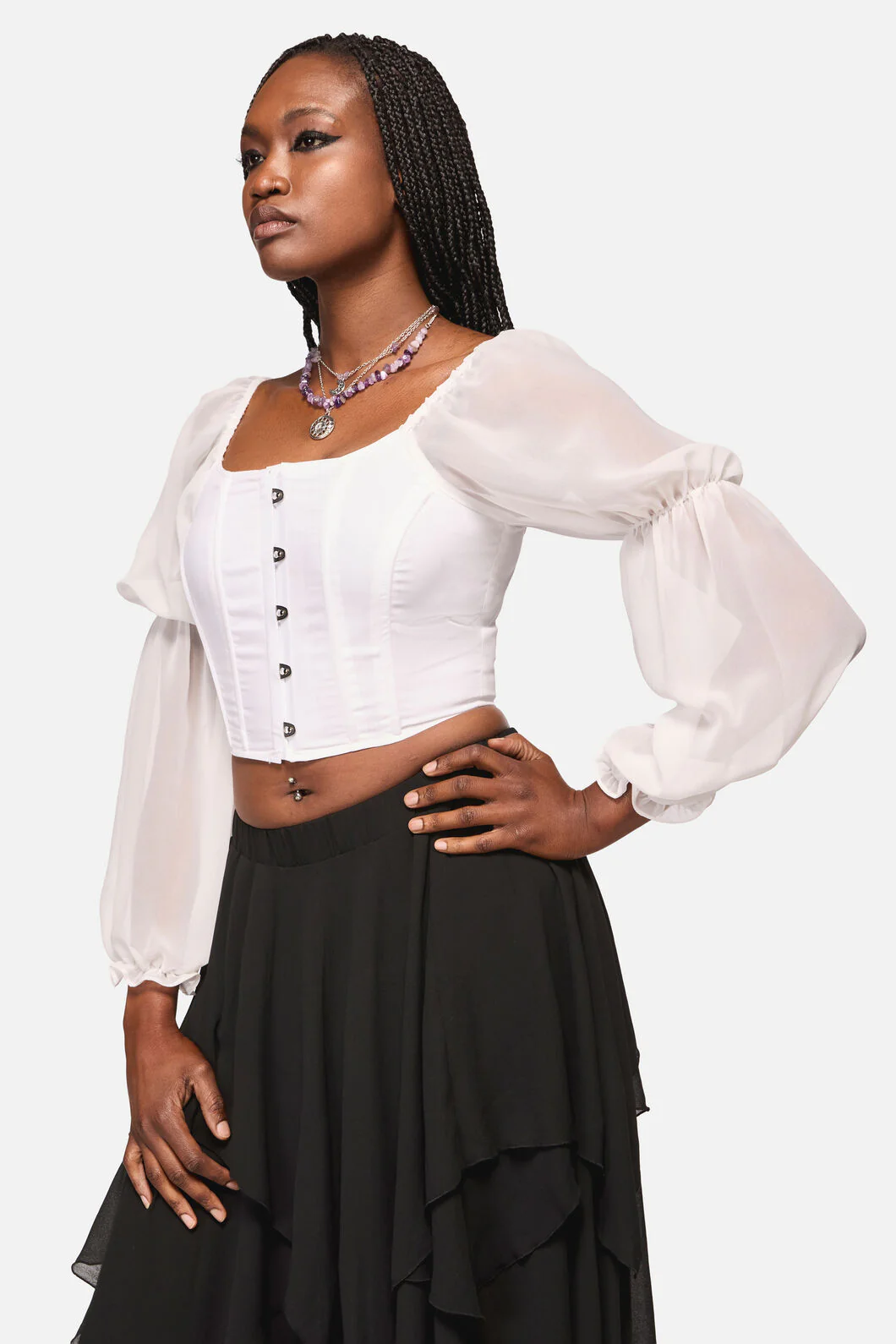 The Adorned Ruffle Corset Blouse