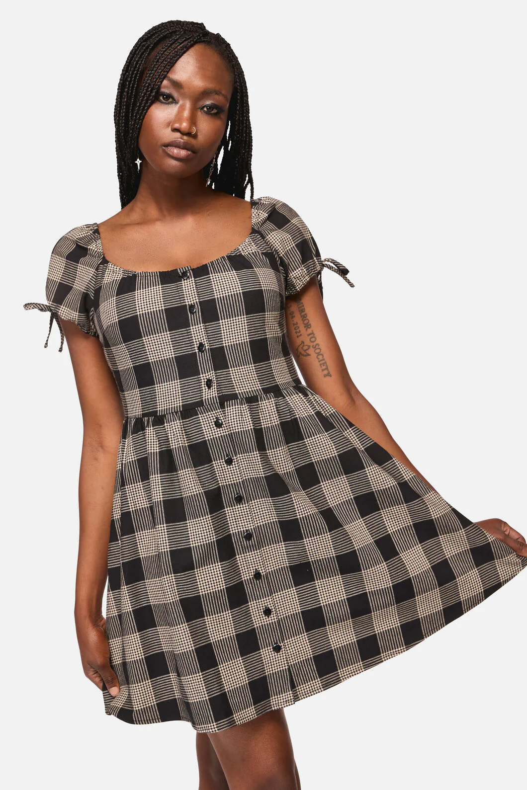 Crypt Check Babydoll Dress