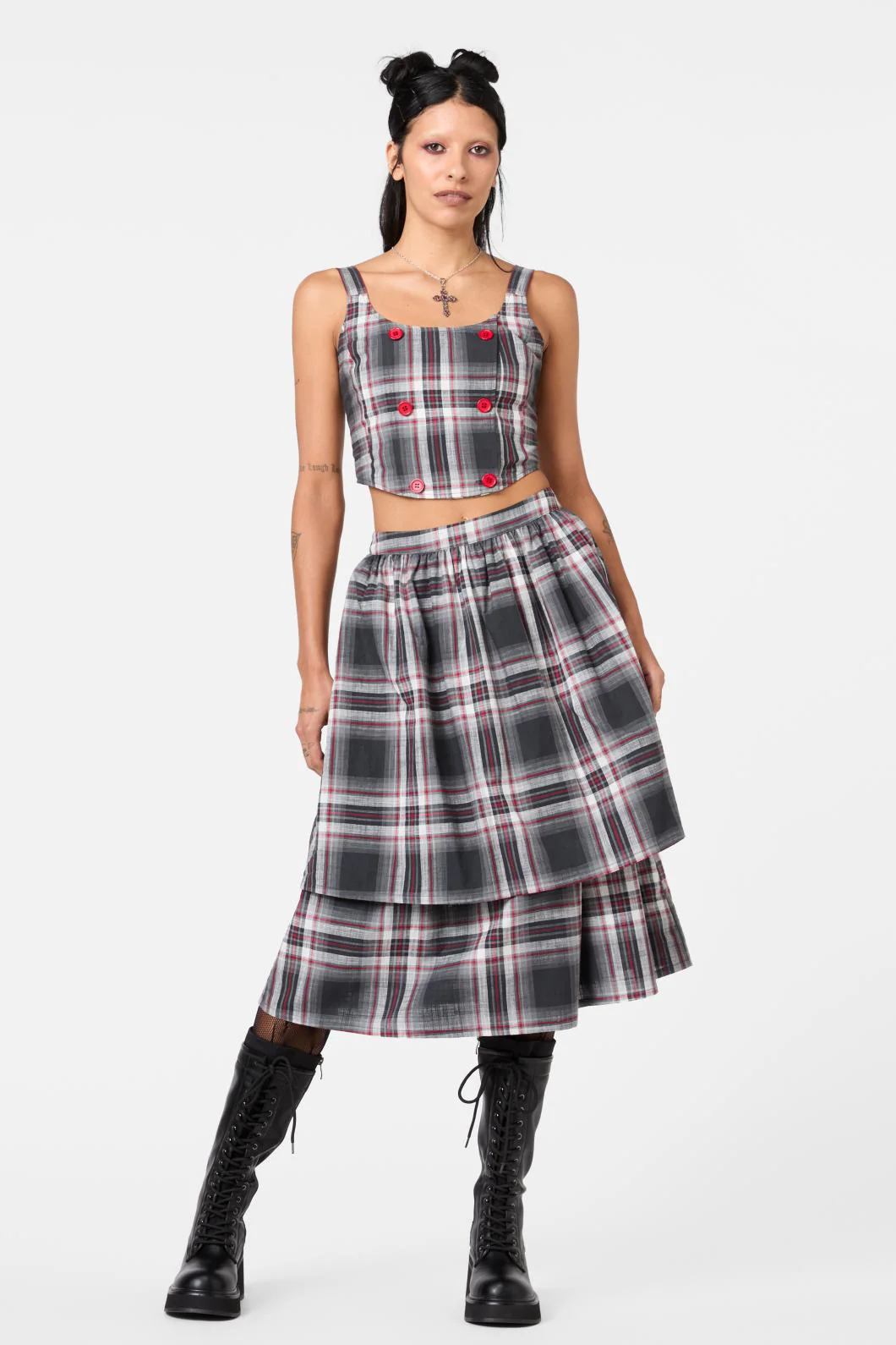 Moggy Tartan Layered Skirt