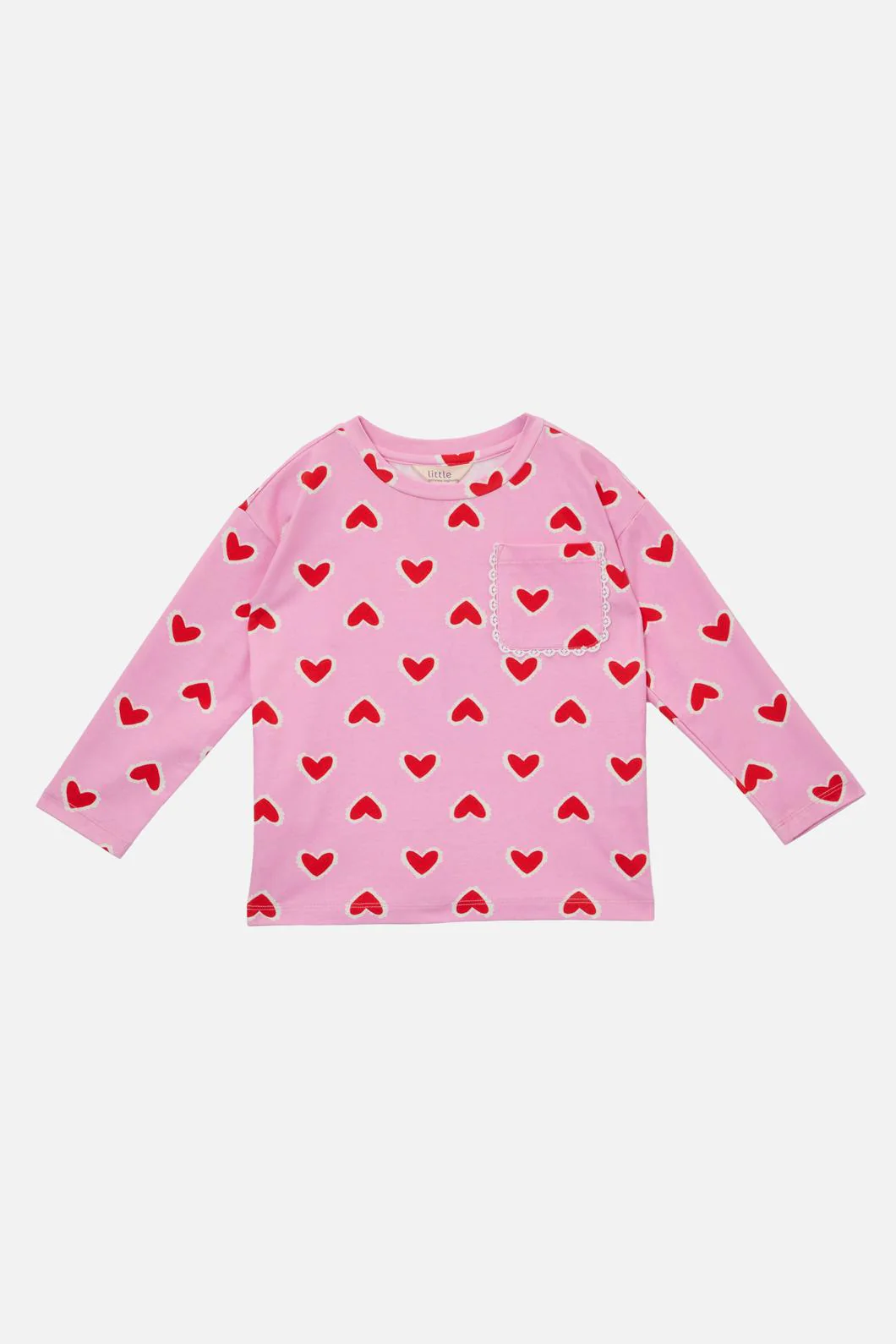 Hearts Kids LS Pkt Tee