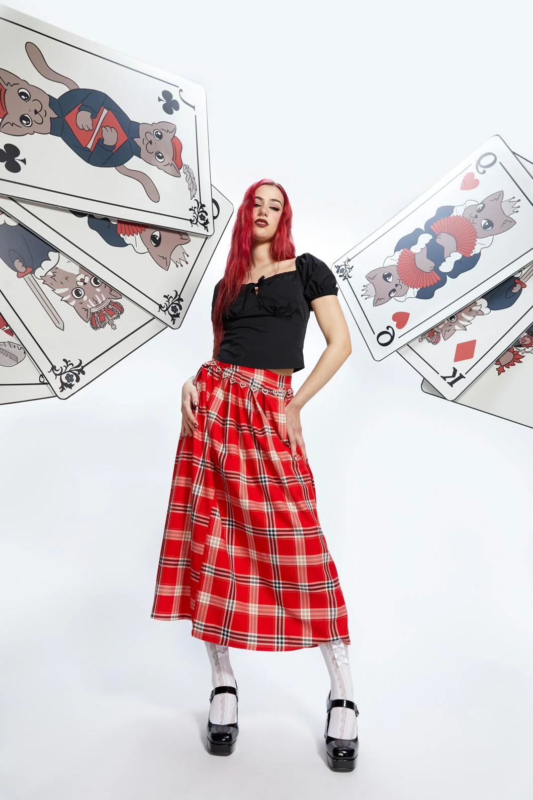 Queen Of Cats Tartan Skirt