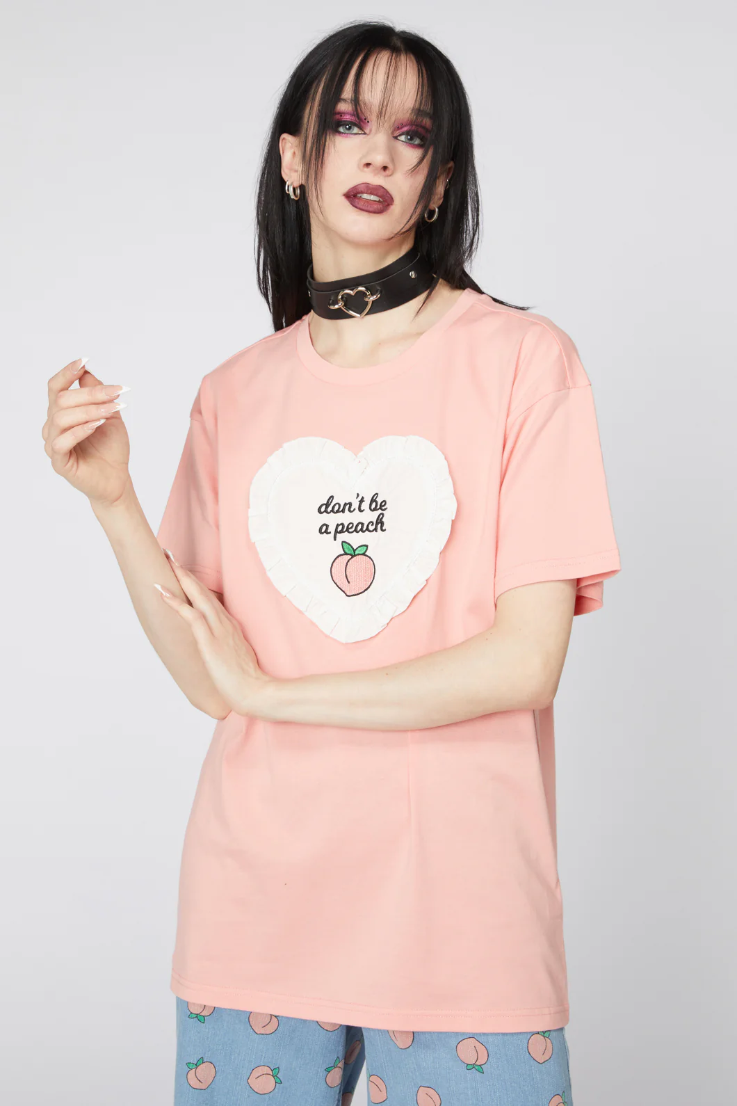 Peach Applique Cotton Tee