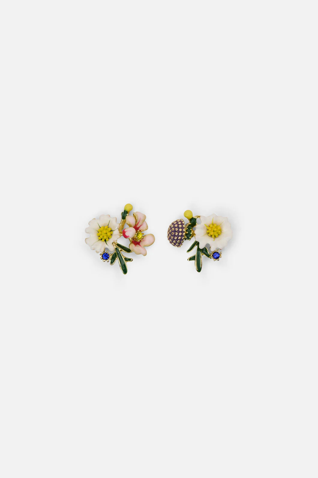 Enamel Flower Bunch Earrings