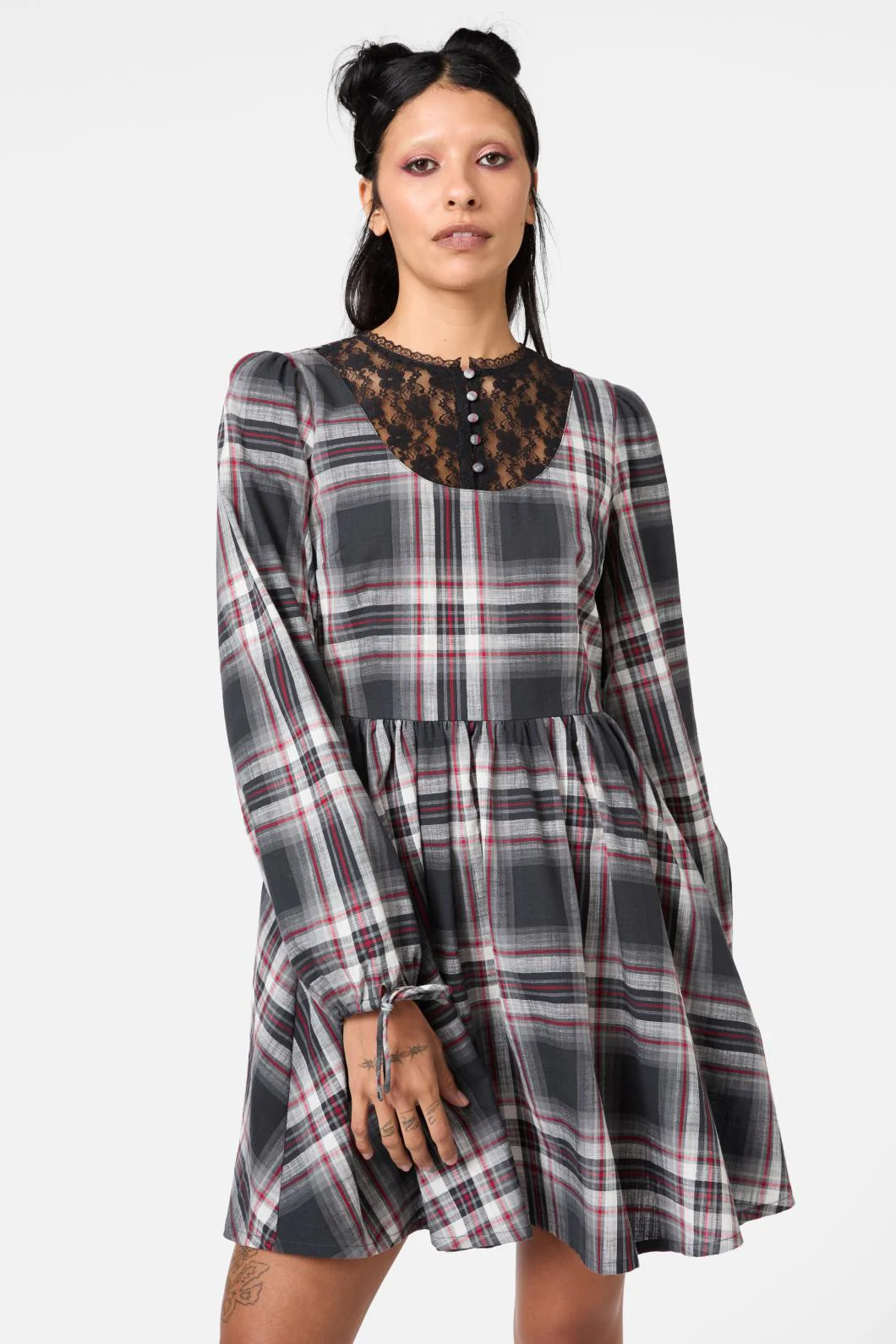 Moggy Tartan Long Sleeve Dress