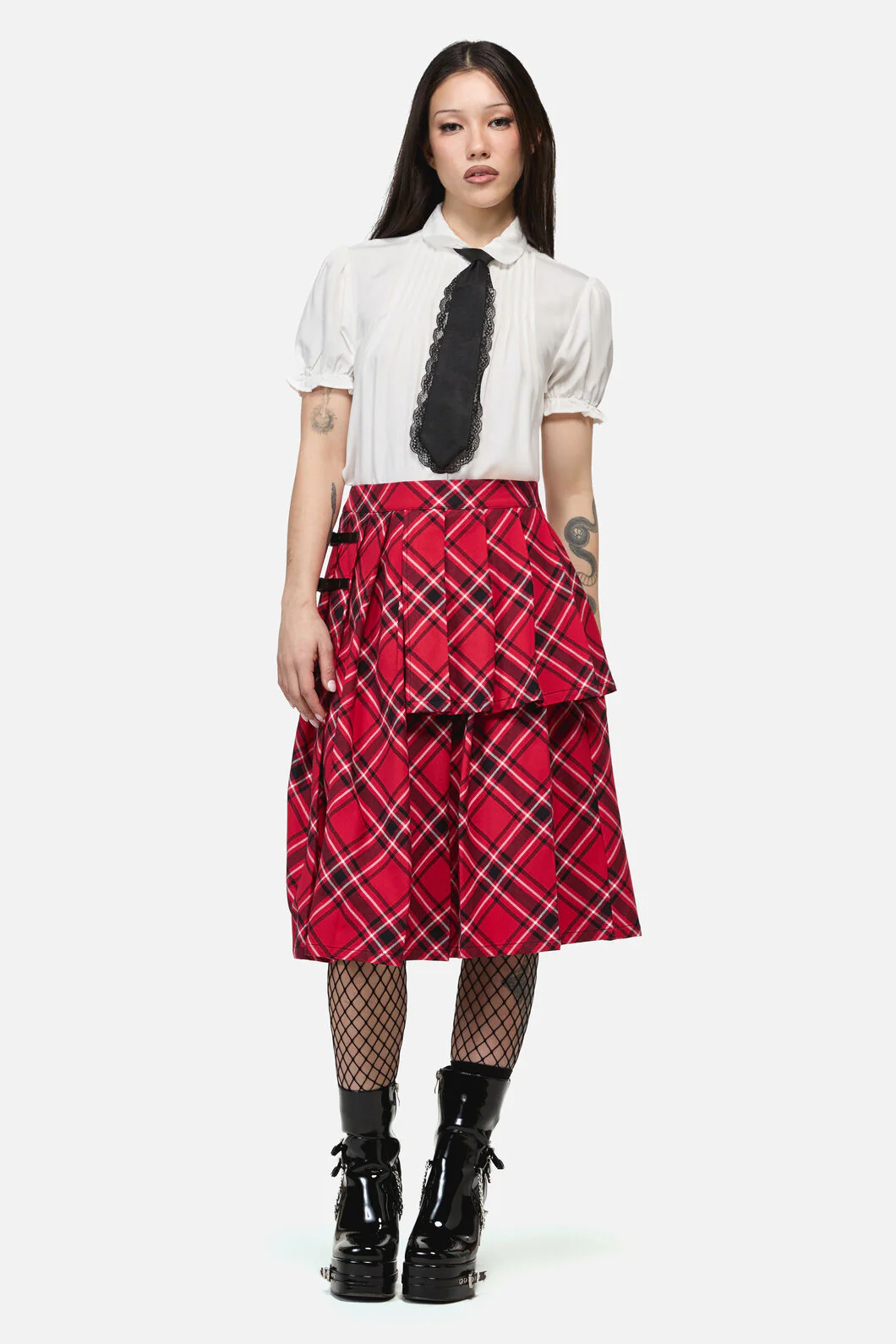 Piracy Punk Tartan Midi Skirt