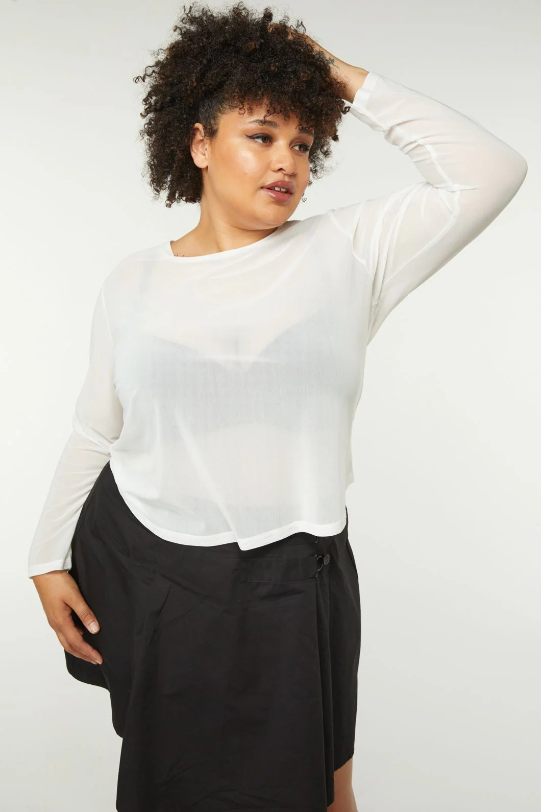 Curve Basic Mesh Long Sleeve Top