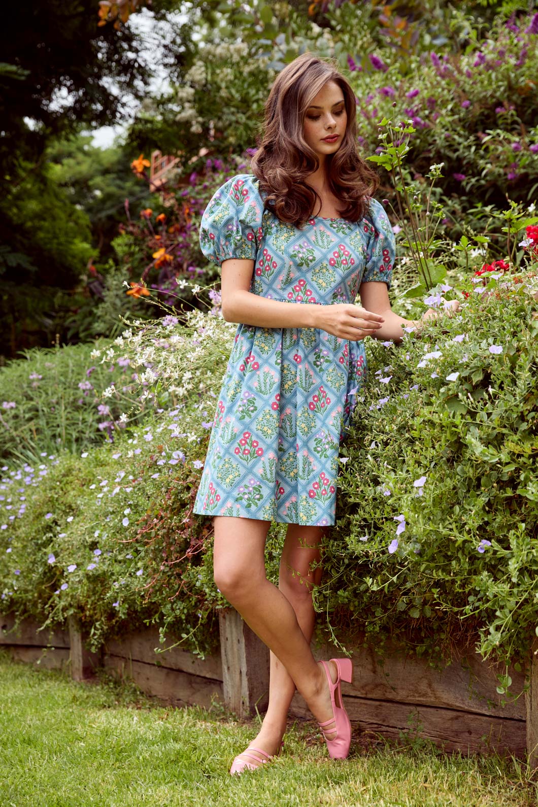 Lattice Floral Mini Dress