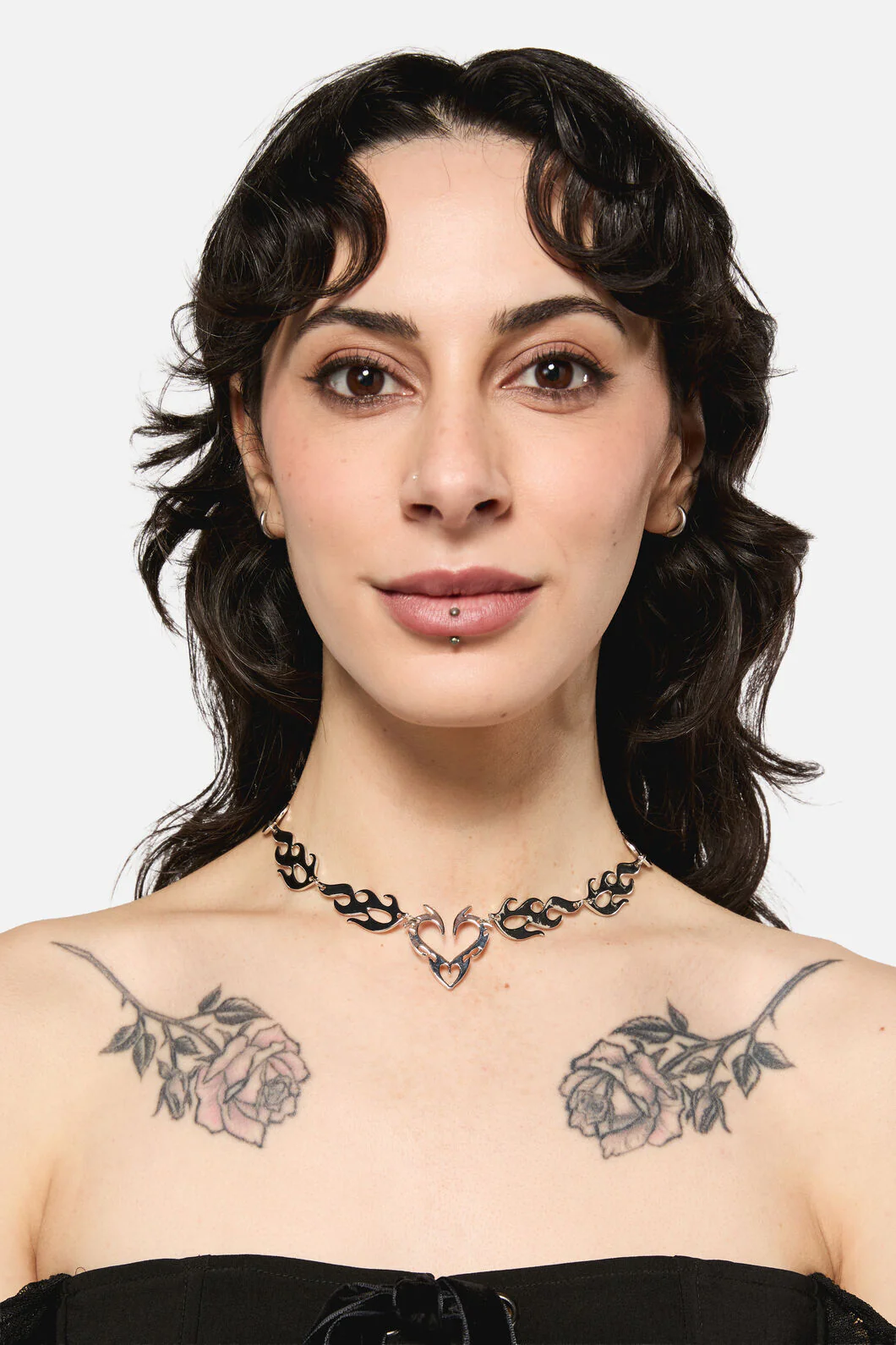 Flaming Tattoo Heart Necklace