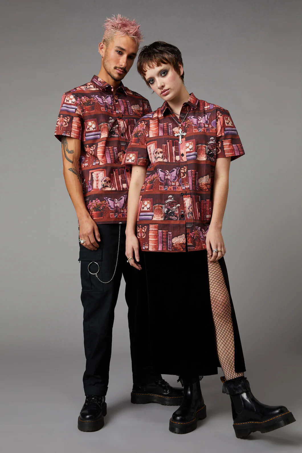 Bookish Print Short Sleeve Shirt