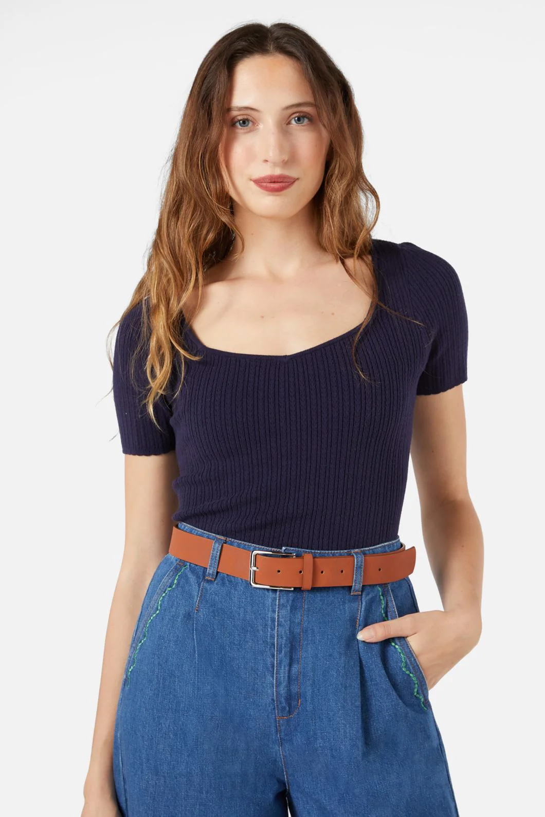 Tan Faux Nubuck Belt