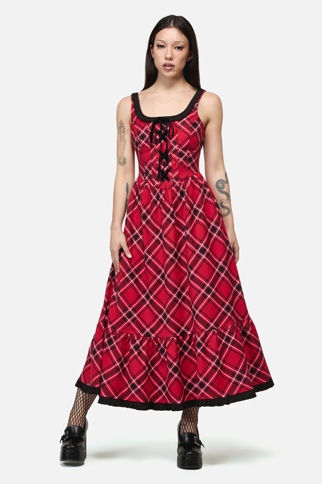 Piracy Punk Tartan Midi Dress
