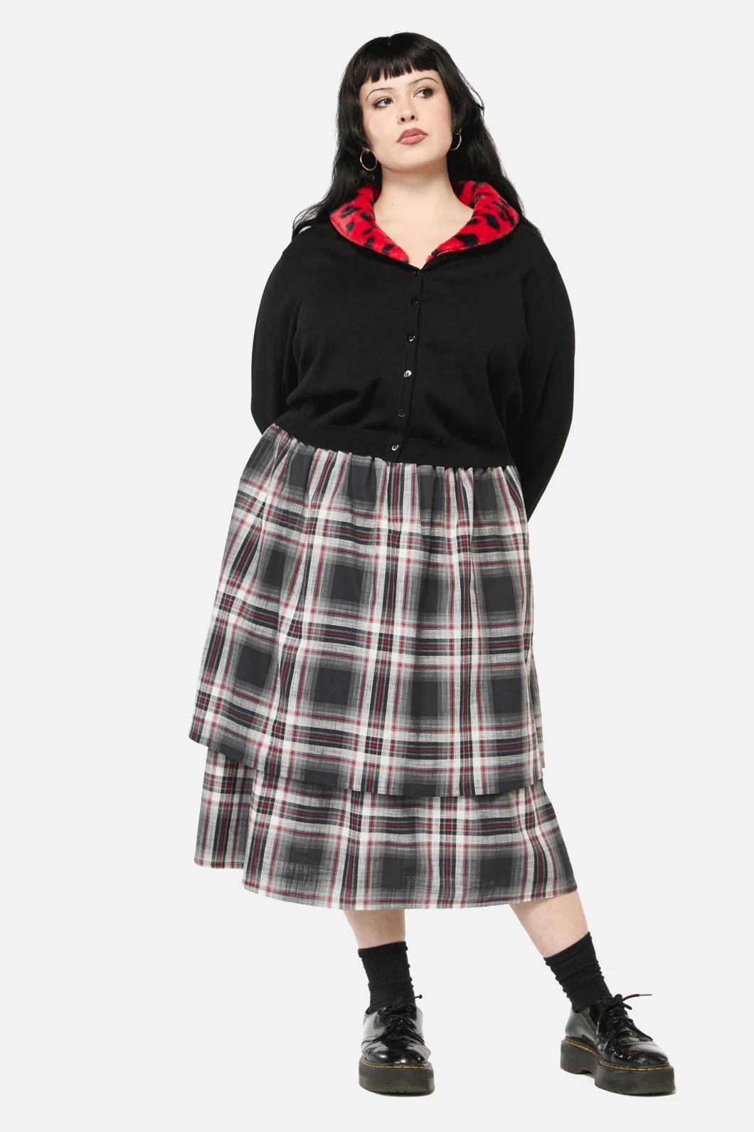 Curve Moggy Tartan Layered Skirt