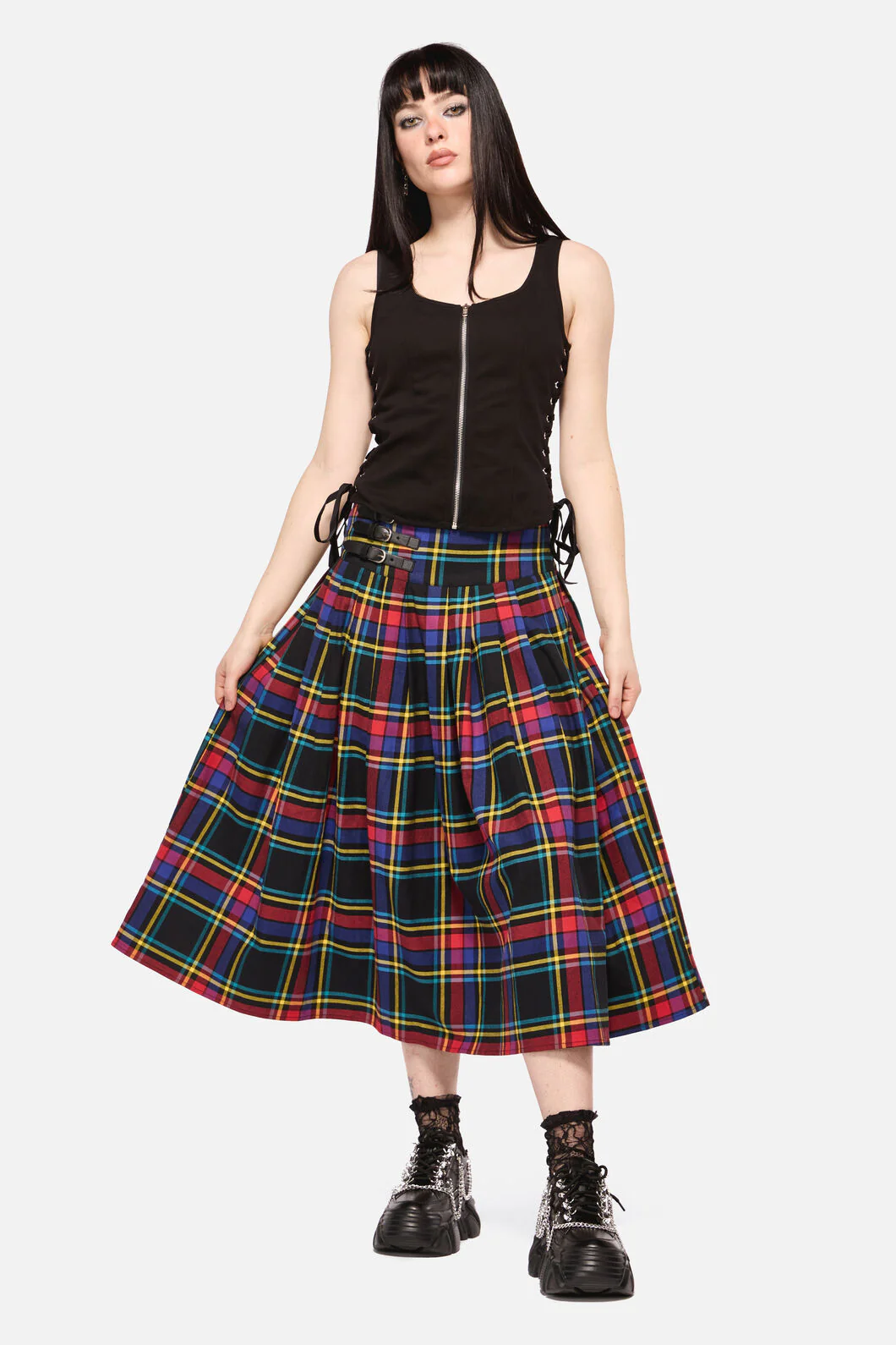 Anarchic Tartan Midi Skirt