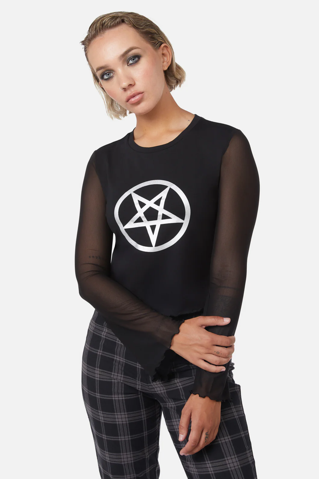 Pentagram Contrast Mesh Top
