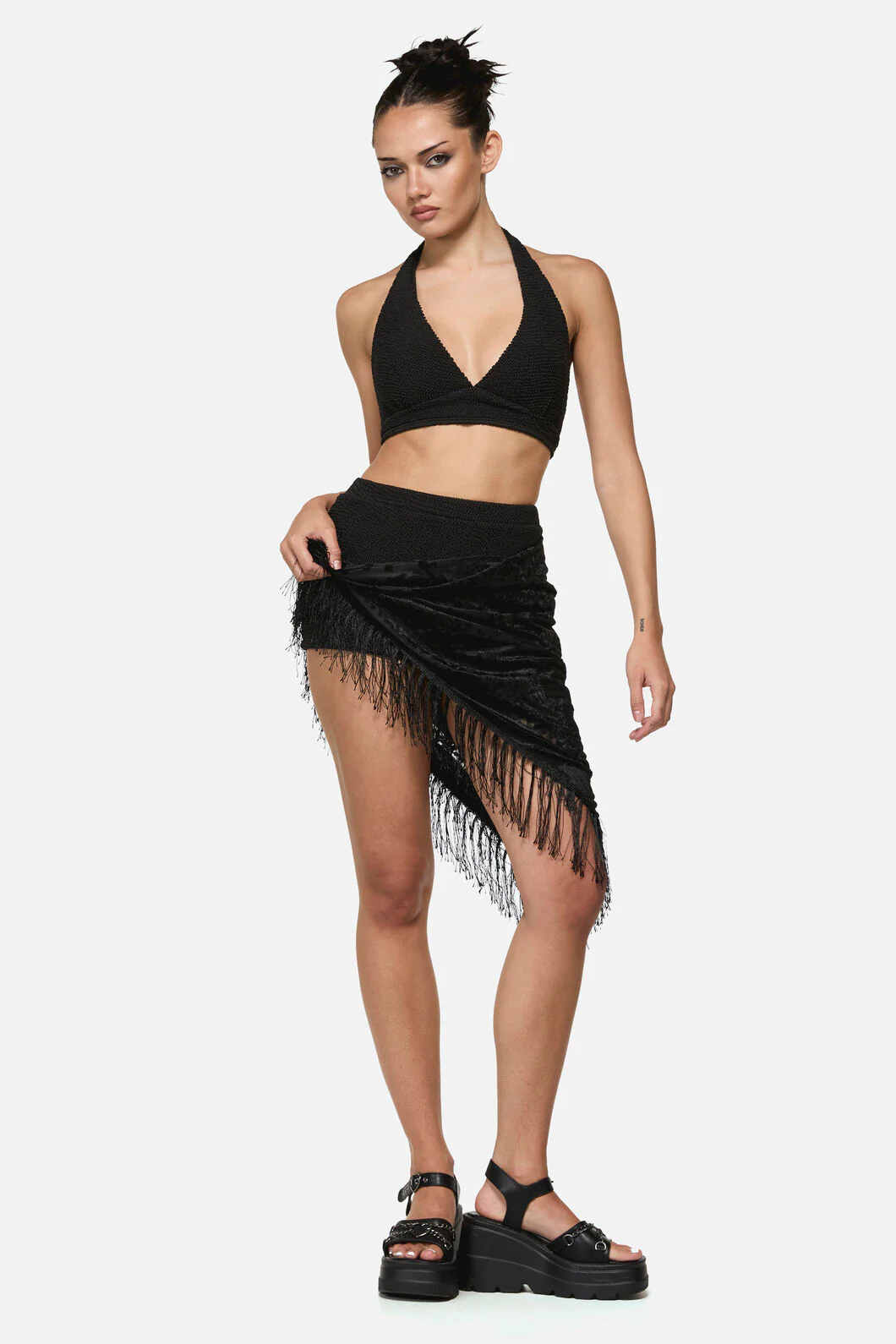 Velvet Paisley Tassel Scarf