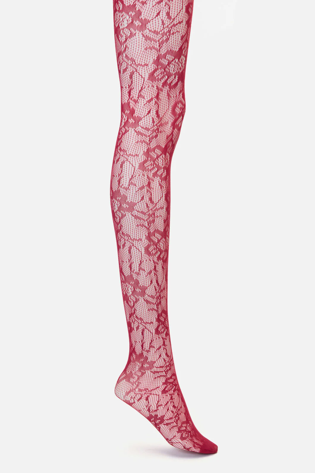 Red Floral Mesh Tights