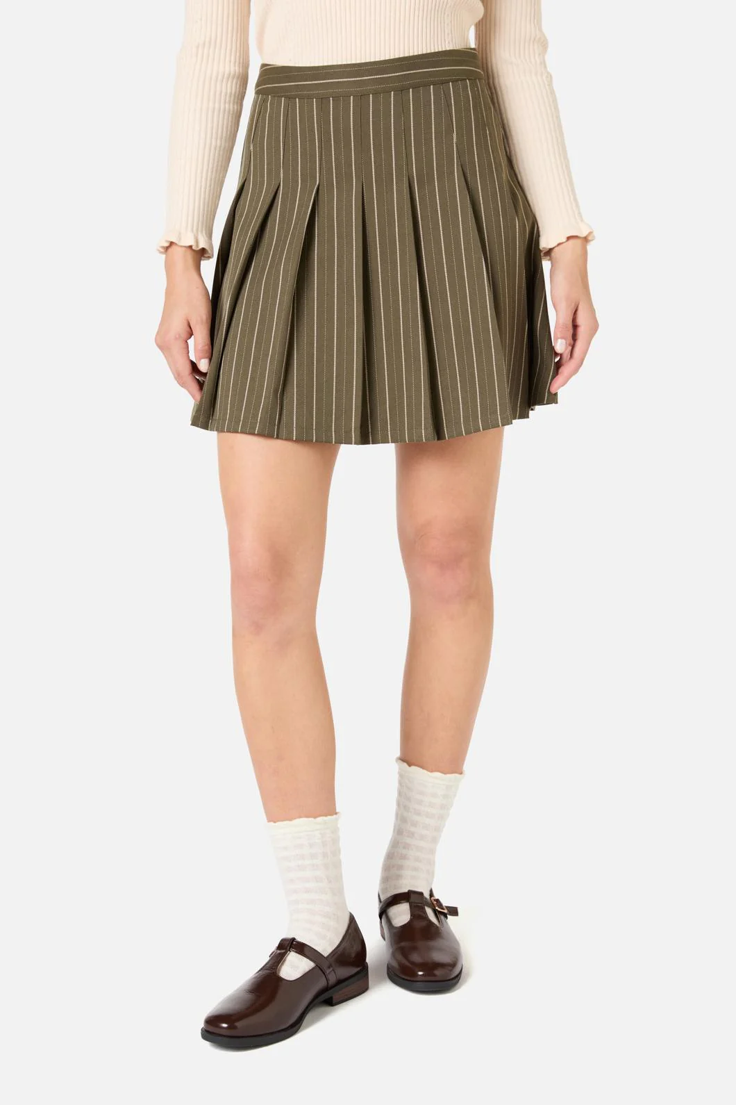 Abby Pinstripe Pleat Skirt