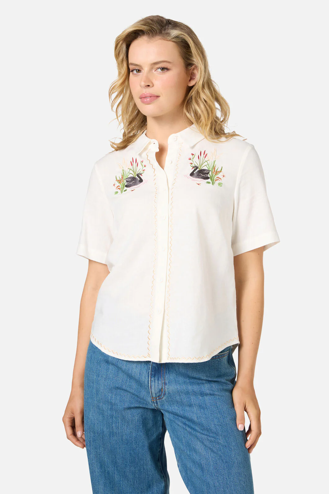 Swan Embroidered Shirt