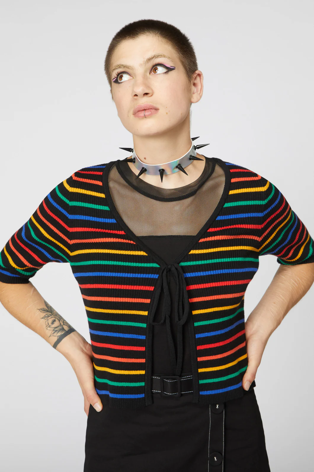 90S Tie Up Rainbow Cardi
