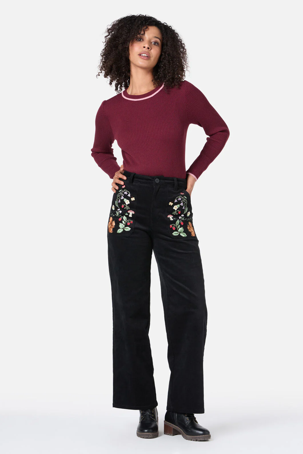 Forest Embroidered Cord Jean