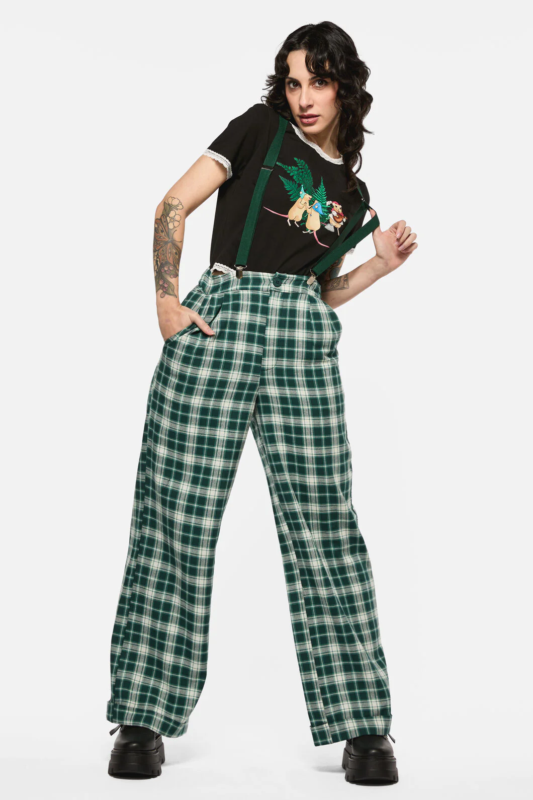 Keeper Of The Woods Tartan Wide Leg Pants