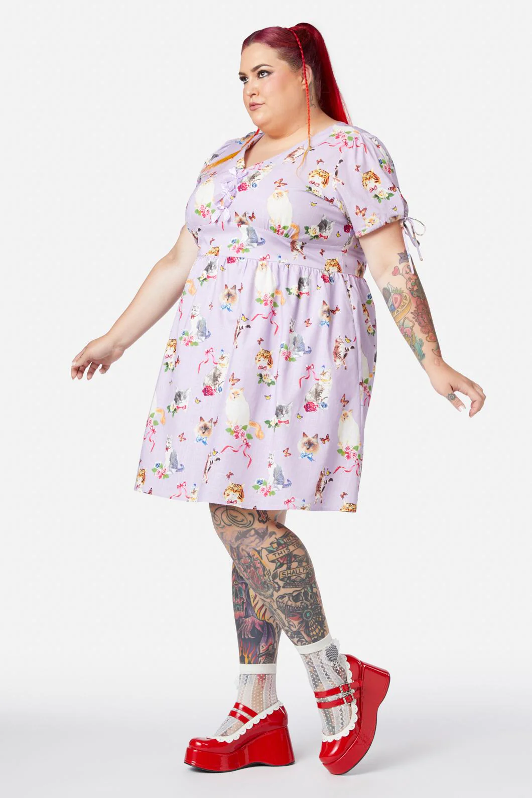 Curve Kitsch Kitty Print Dress