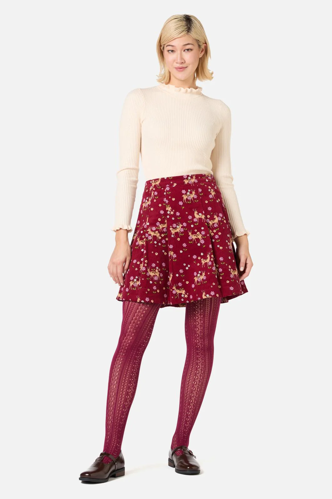 Meadow Deer Cord Mini Skirt