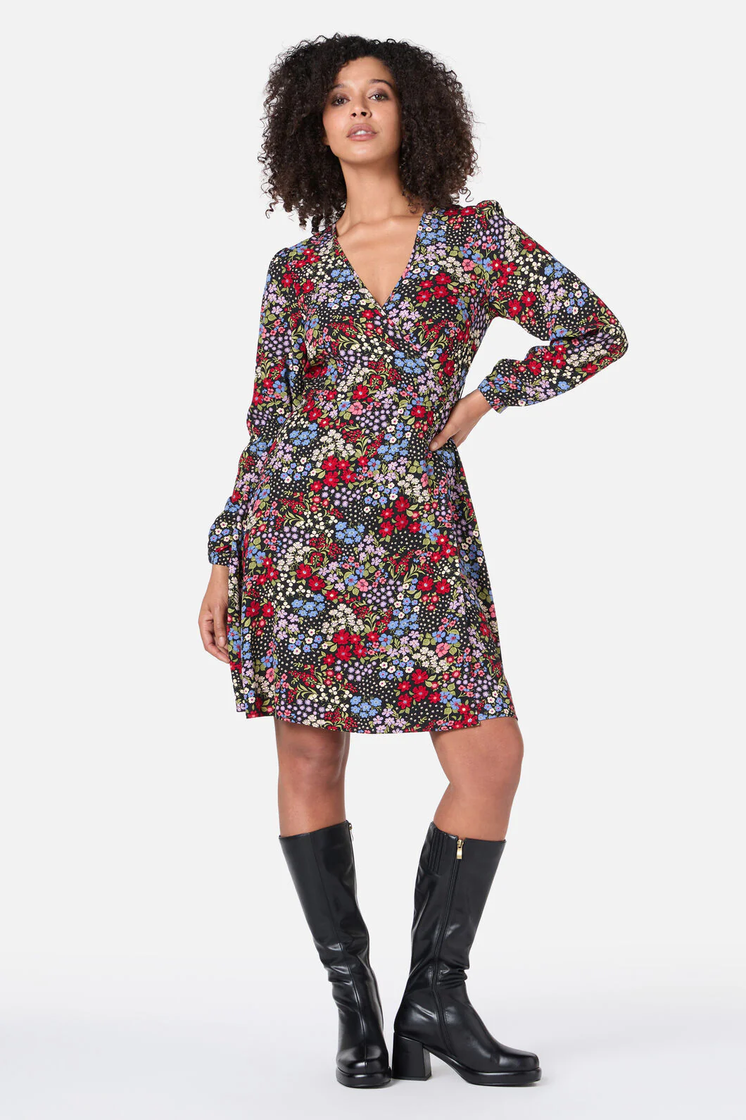 Ada 90's Floral Mini Wrap Dress