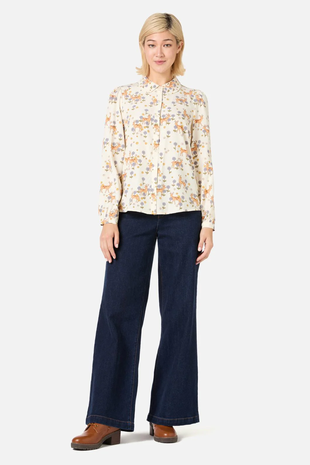Meadow Deer Long Sleeve Blouse