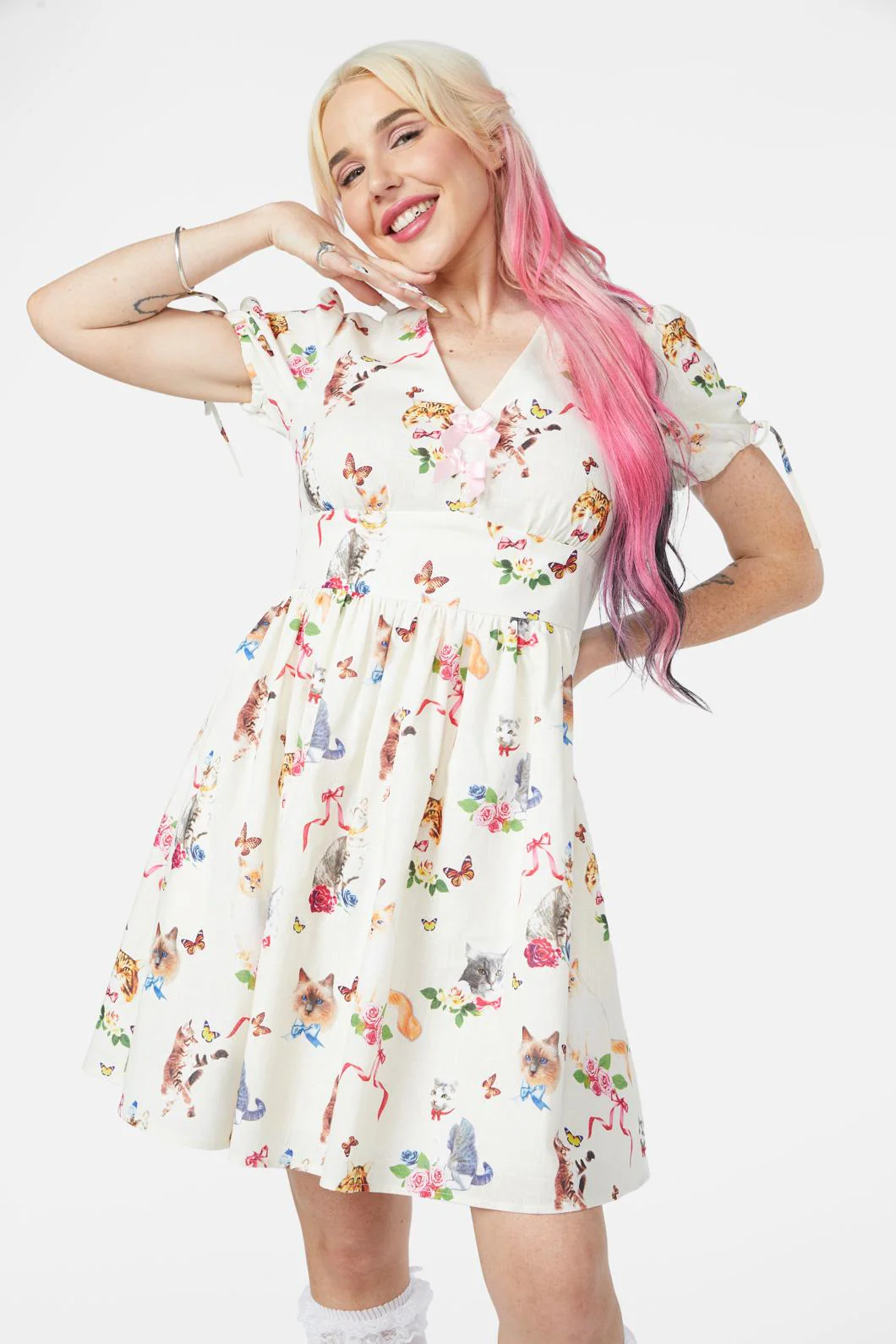 Kitsch Kitty Print Dress