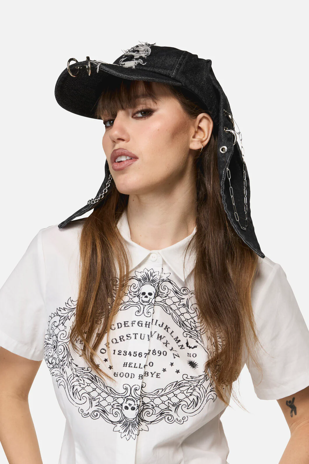 Distressed Pierced Cap with Ears