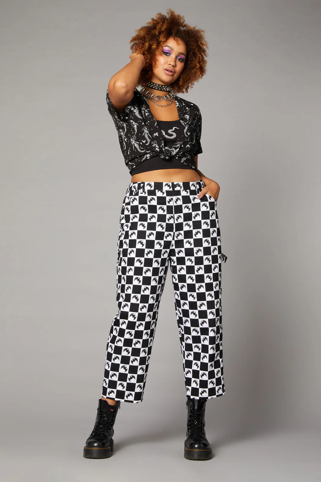 Bat Check Print Goth Pant