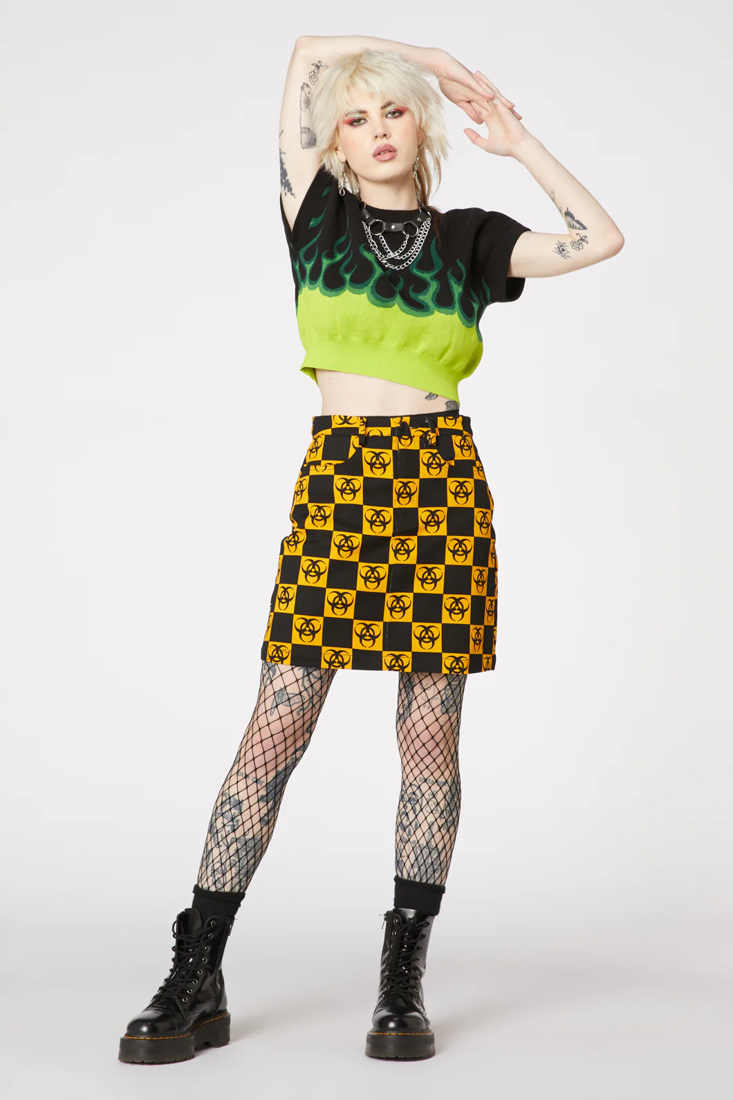 Check Biohazard Mini Skirt