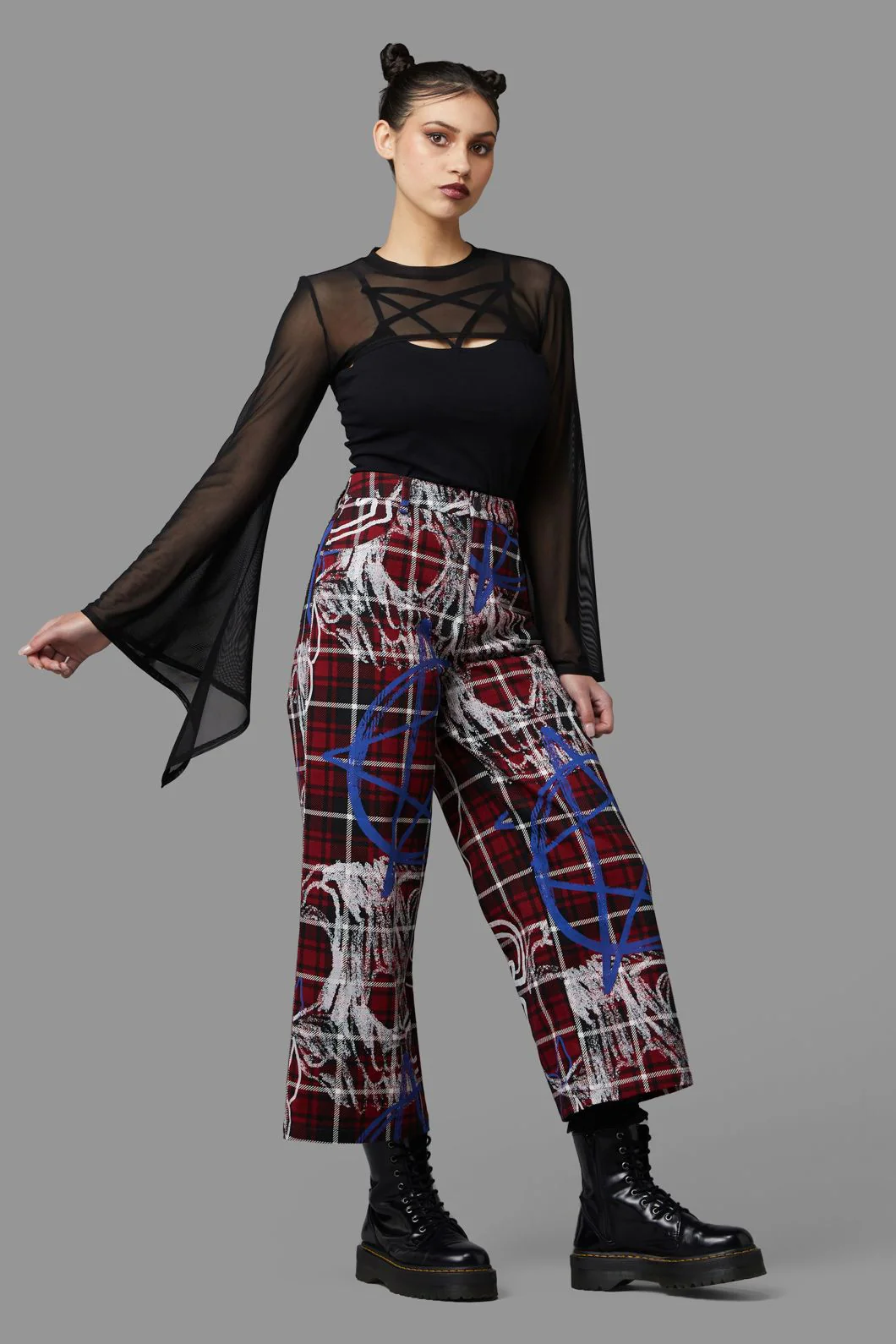 Tag Tartan Wide Leg Pants