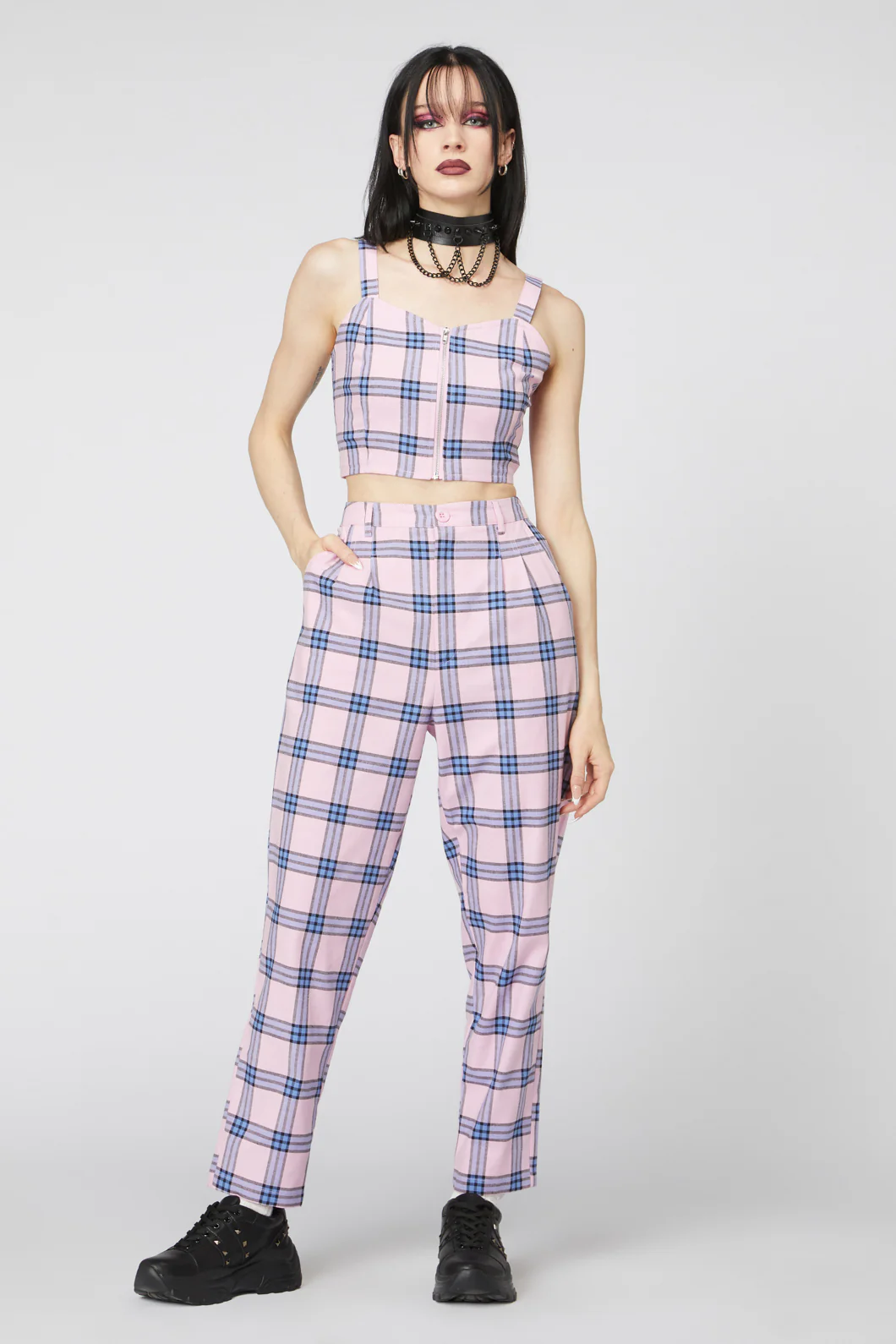 Pastel Tartan Pleated Pant
