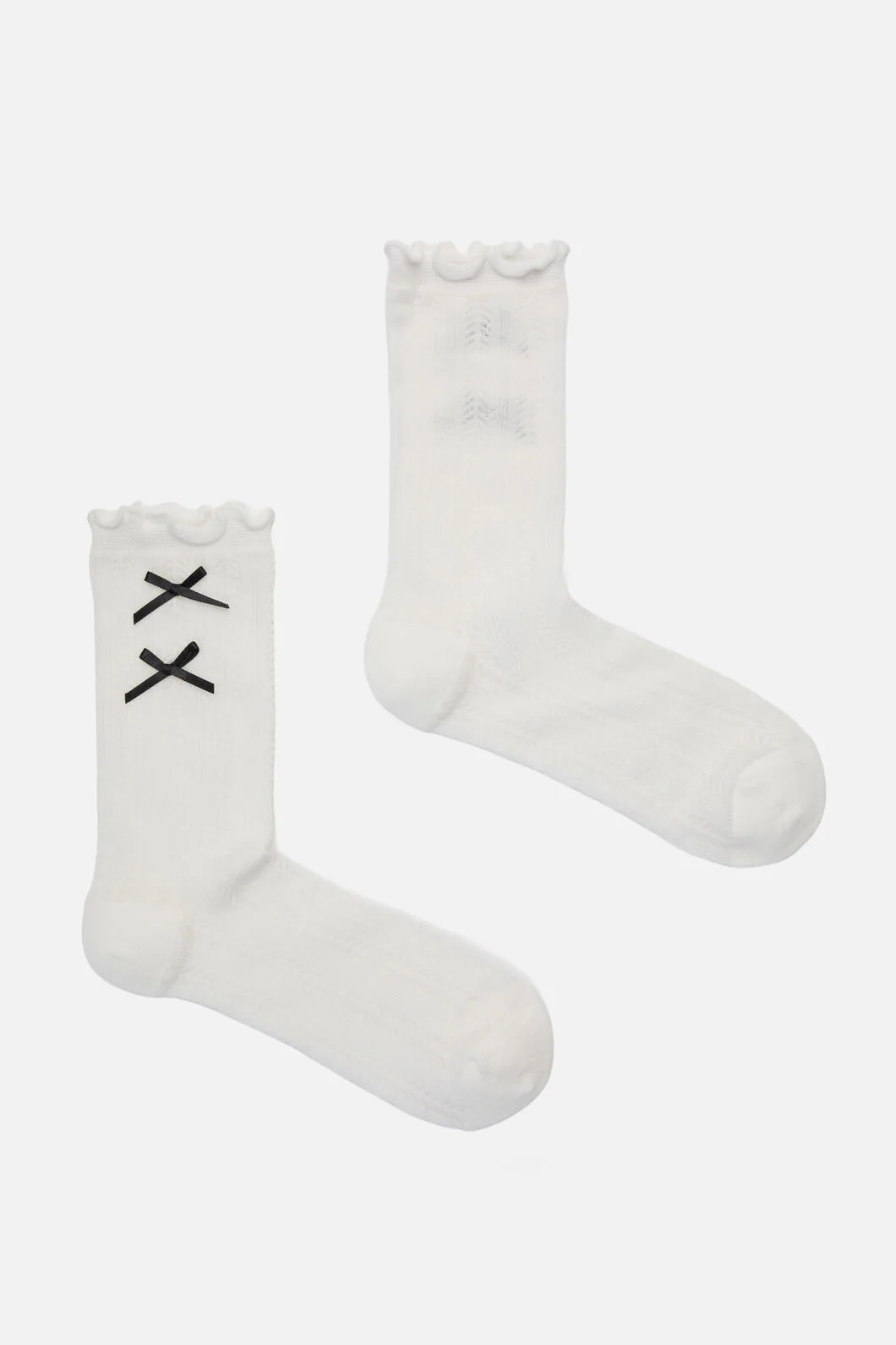 White Lacey Bow Socks
