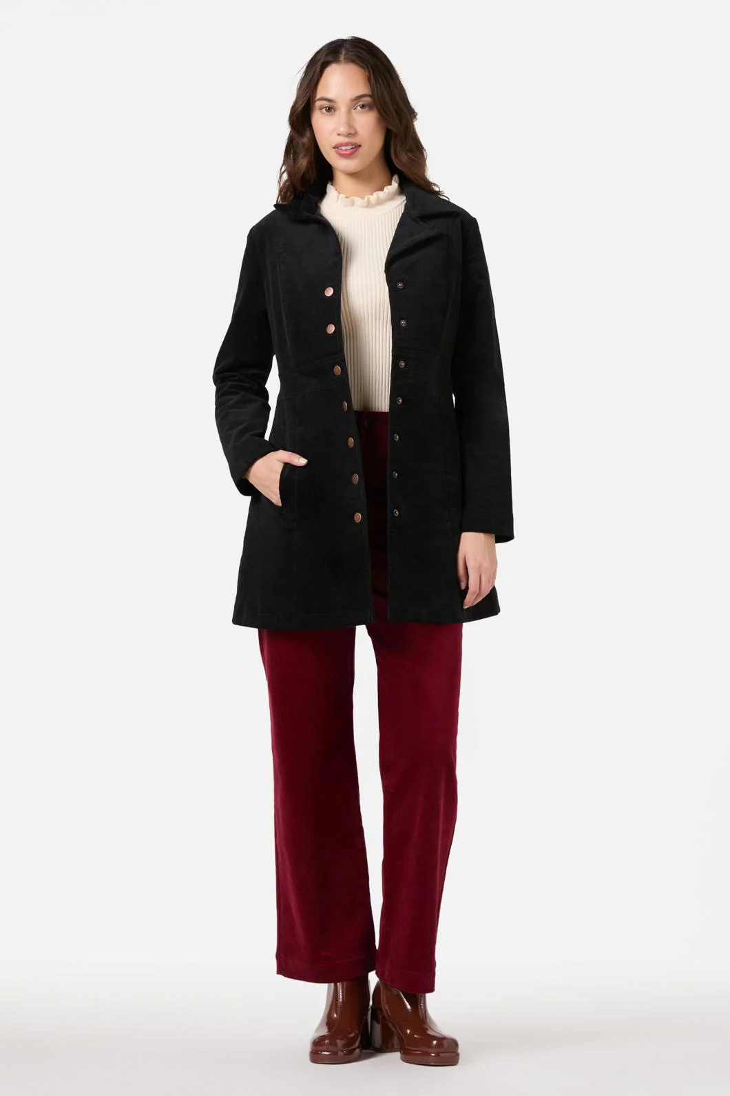 Hazel Cord A-Line Long Jacket