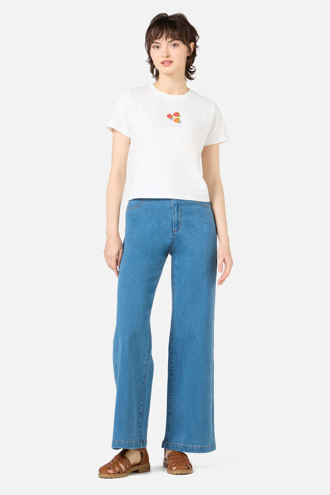 Floral Embroidered Baby Tee