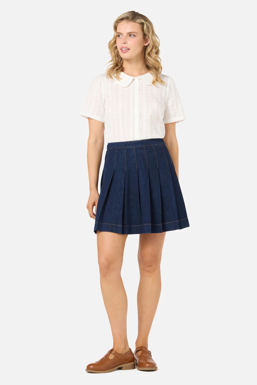 Rae Pleated Denim Mini Skirt
