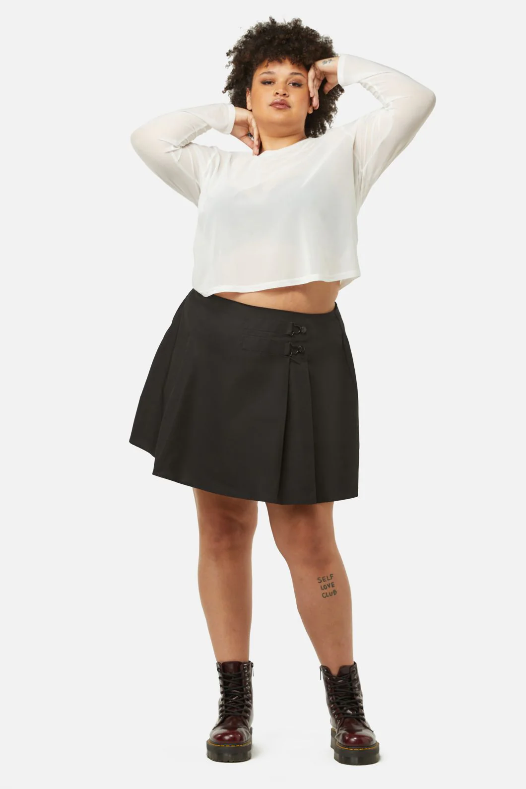 Curve Field Work Pleated Skirt