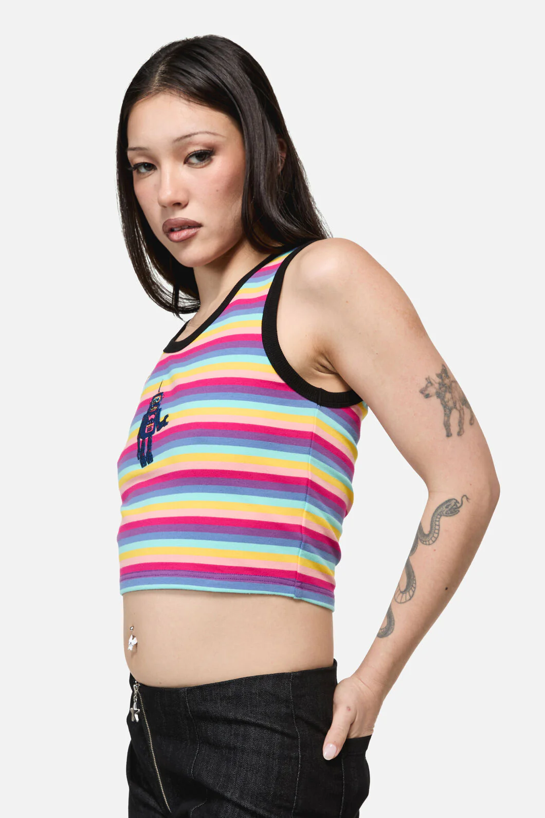 Robot Stripe Grunge Baby Tank
