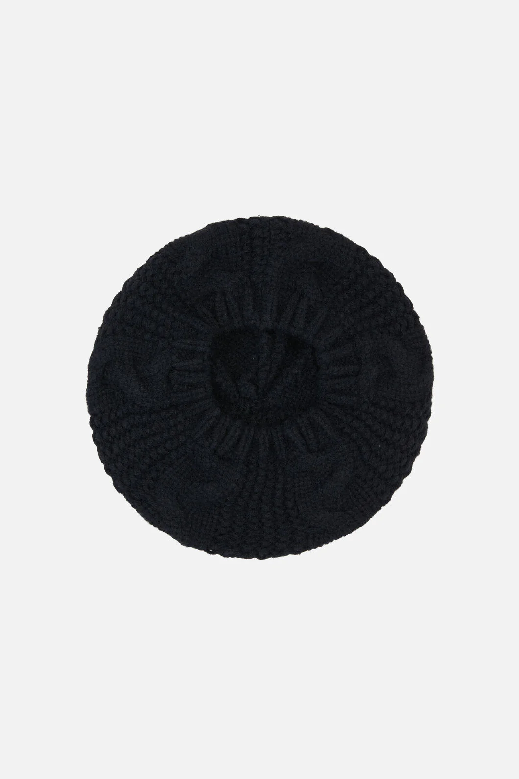 Black Cable Knit Beret