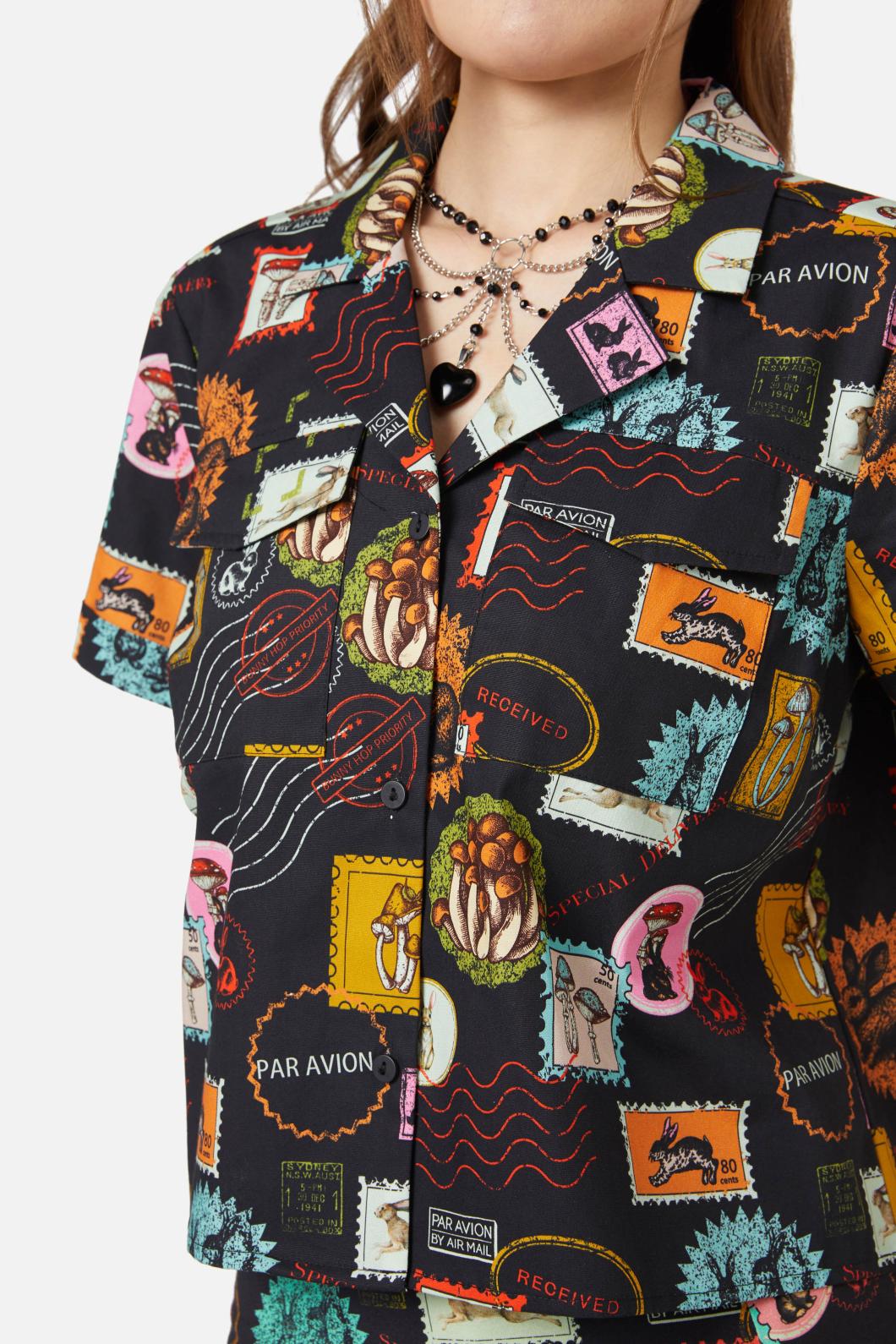 Old Postal Printed Blouse