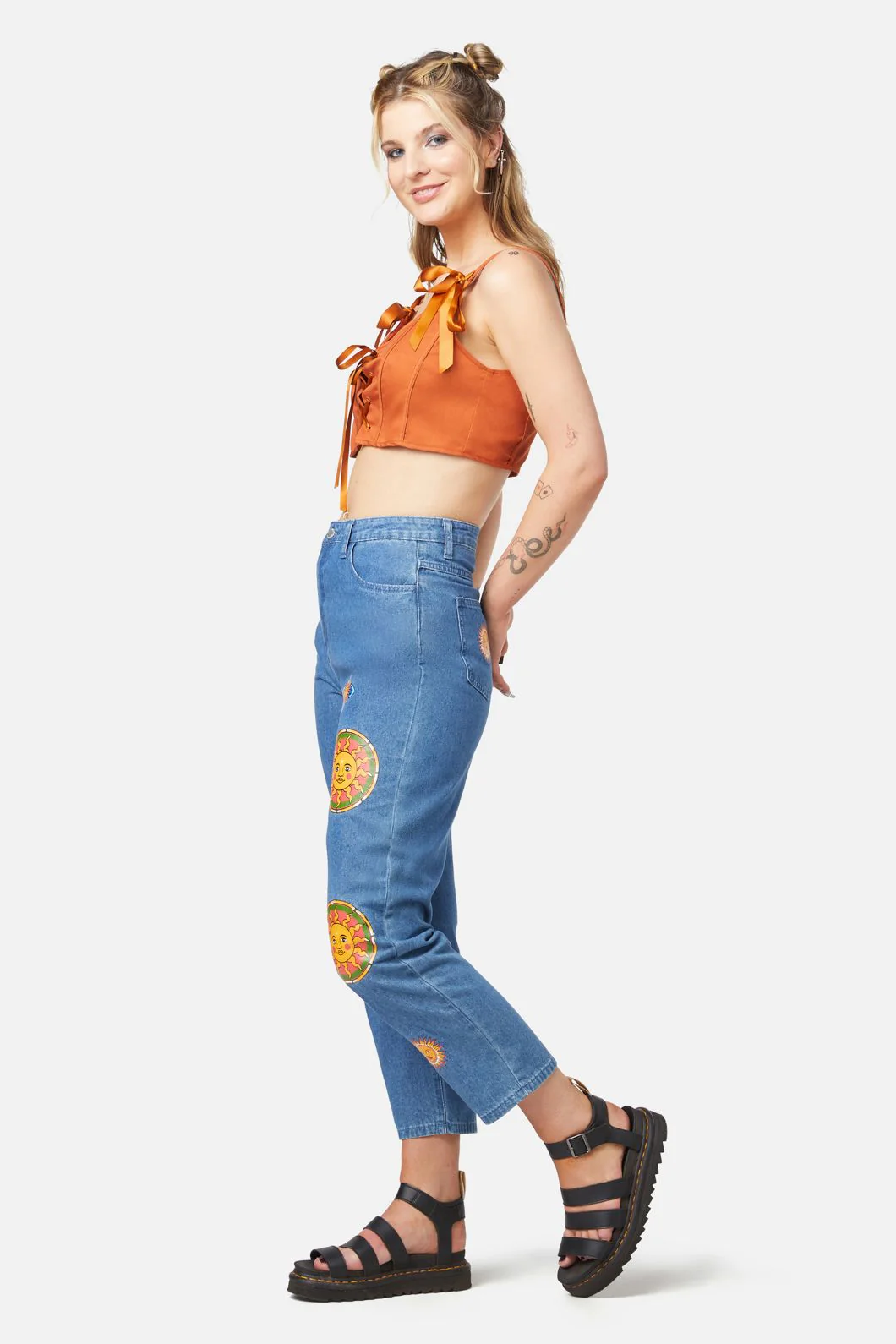 Denim Sun Print Jean