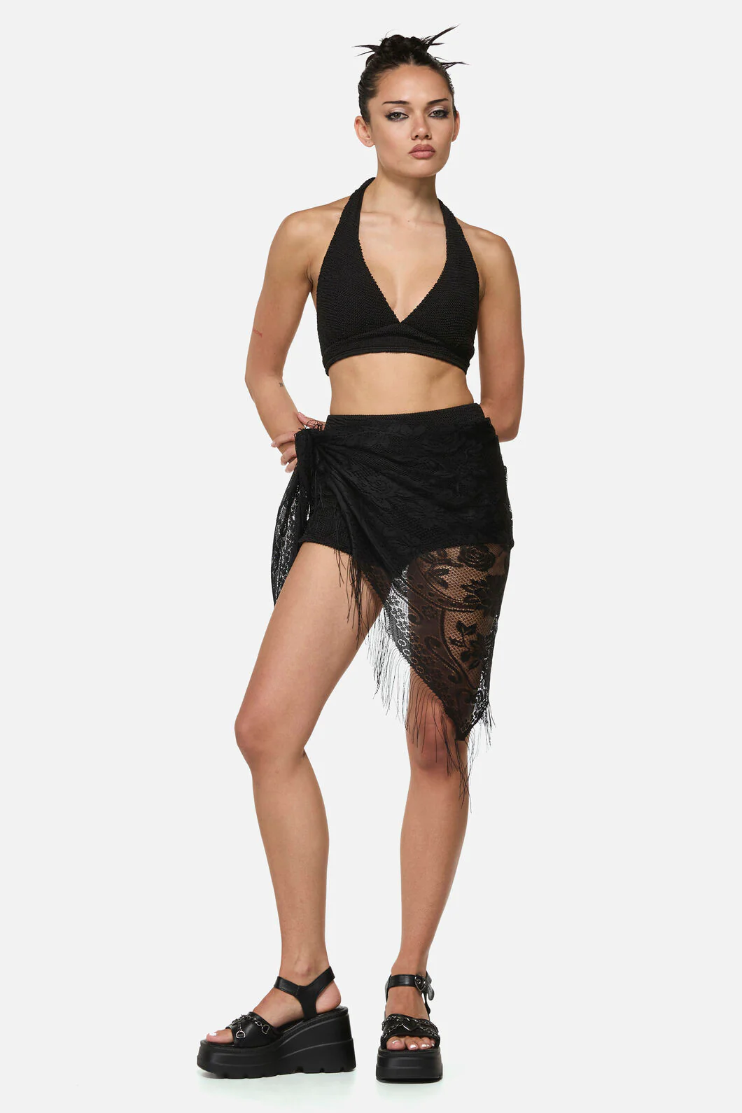 Flower Lightweight Tassel Scarf