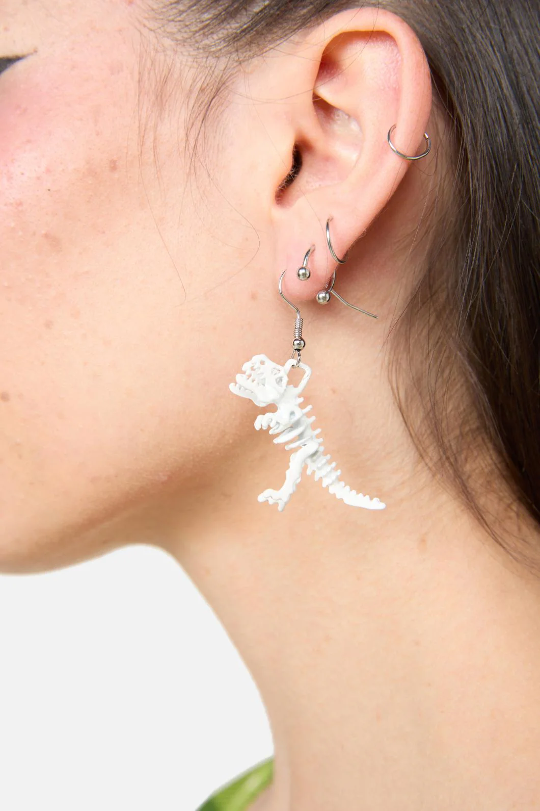 White T-Rex Earring