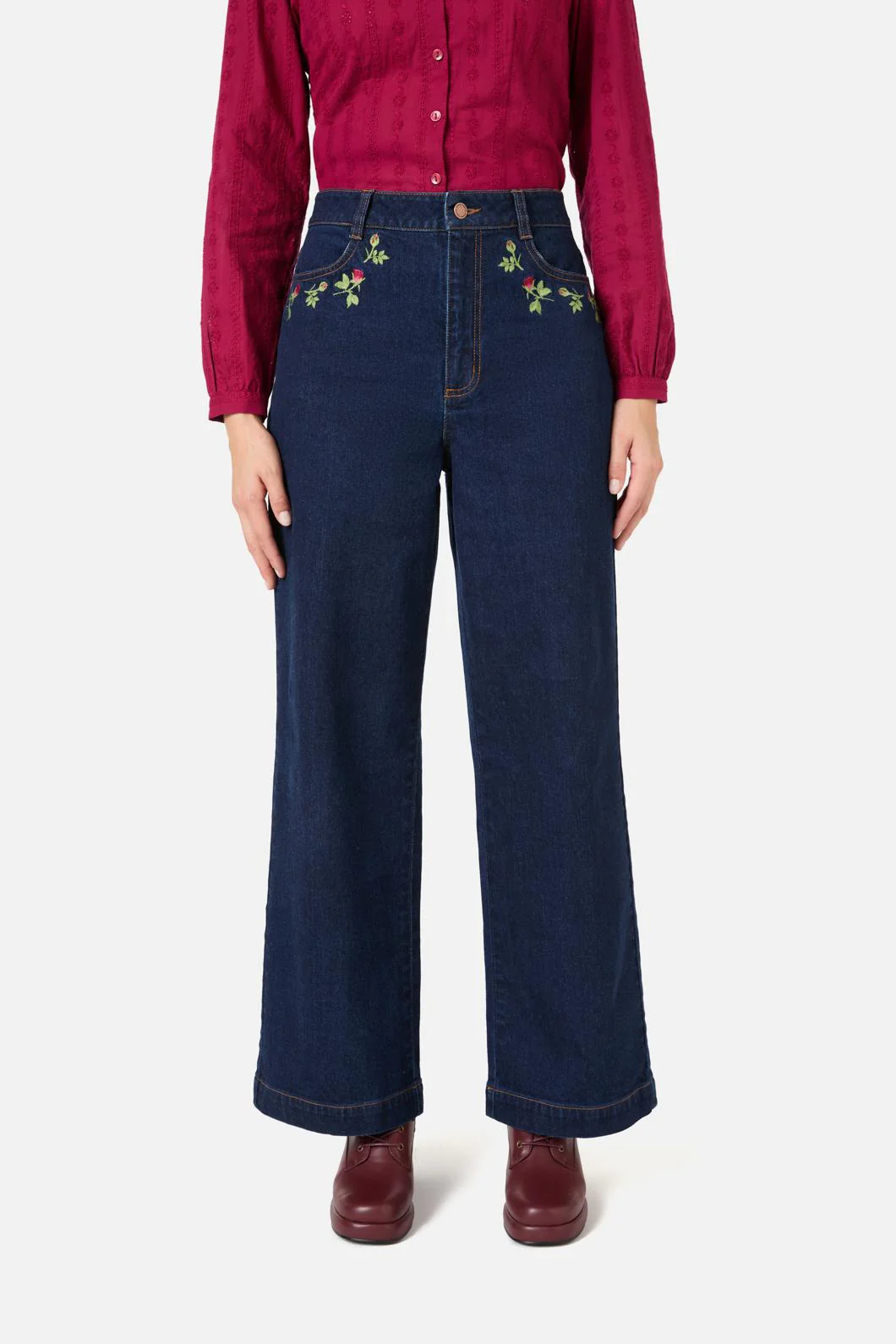 Rose Bud Embroidered Jean