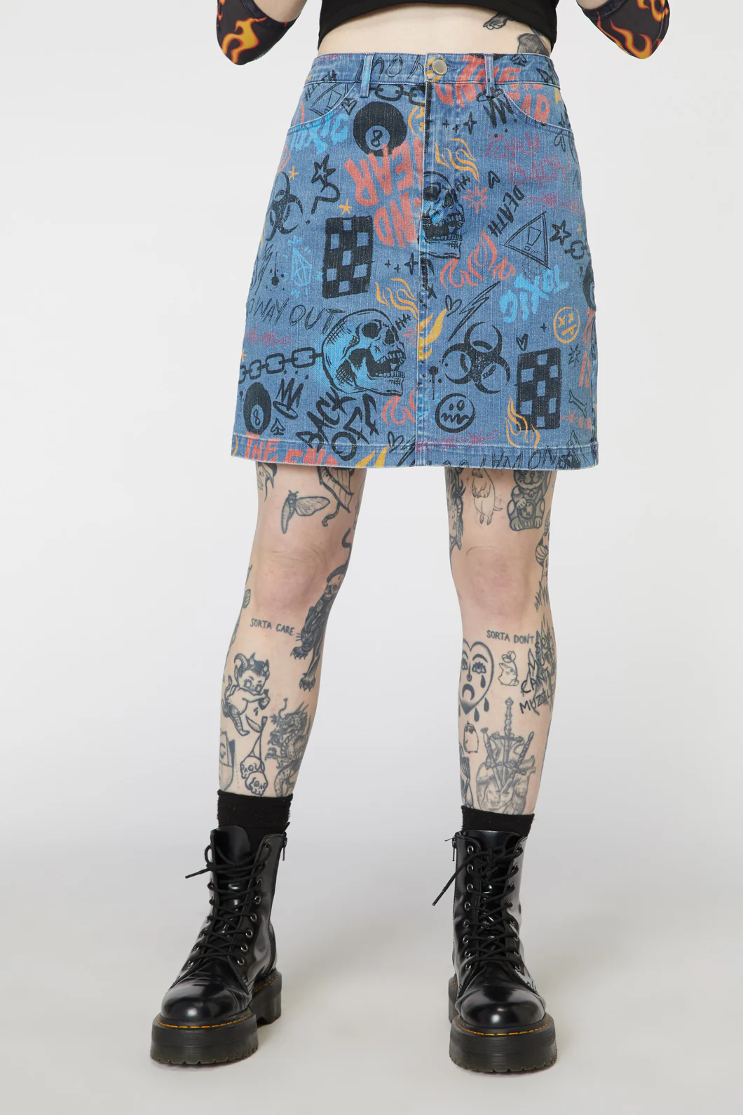 Graffiti Denim Mini Skirt